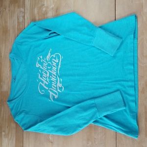Harley Davidson Deep Crew Tee, long sleeved, teal, rinestone, L